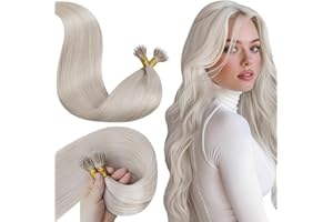LaaVoo Nano Rings Hair Extensions Real Human Hair Blonde 20 Inch Remy Straight White Blonde Invisible Nano Beads Hair Extensions 50s 50g #60