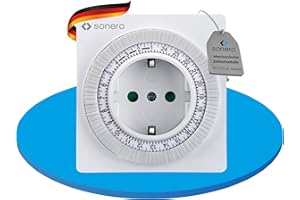 Sonero Temporizador Mecánico para Toma de Corriente, 24 Horas, 3500 Vatios, Modo de Funcionamiento Continuo, IP20, Blanco