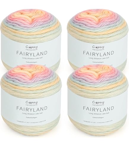 Pelote Fil Dégradé Yeux Bleus 200 G – 1000 M, 50% Coton 50% Acrylique, Laine Tricot Crochet 3 Fils
