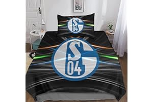 EKENOZ Schalke Bettwäsche Kinder Bettwäsche Mit Bettbezug and Kopfkissenbezüge, Bettbezug Mit Mikrofaser Reißverschluss, Weiche Bequemer Bettbezug Single（135x200cm）