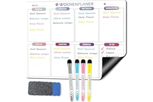 ‎KYONANO KYONANO Magnetischer Wochenplaner, Haushaltsplan Magnetisch, 41.7x32cm, Magnettafel wiederverwendbar für Organisation, Menüplanung und Sliste