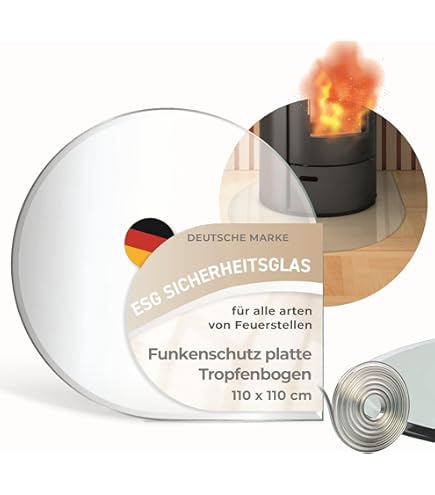Bodenplatte Aus ESG Glas 6mm - 1100x1000mm Für Kamin & Ofen, 18mm Facette