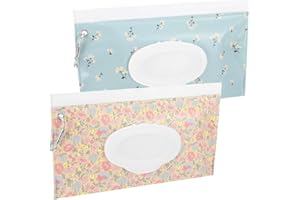 PEOVLVN 2 Stück Feuchttücher Tasche Set Feuchttücher Tasche für Babys,Feuchttücher Tasche Tragbar Wiederverwendbar Wet Wipe Tasche Feuchttuchhalter für Wickeltasche, Reise-Kinderwagen,Rucksäcke-24 * 13.5cm