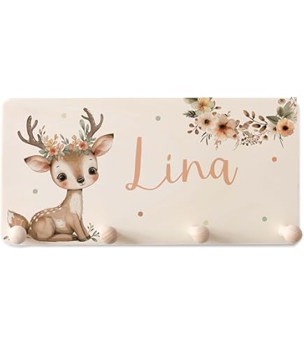 KDO MAGIC Personalisierte Garderobe - Gravierte Namensleiste Für Kinderzimmer