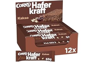 ‎CORNY Haferriegel Corny Haferkraft Kakao, Vollkorn & Vegan, Großpackung 12x65g