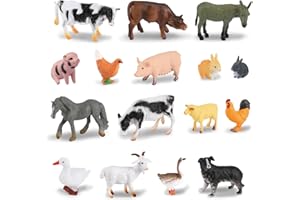 OOTSR 16 Pezzi Giocattoli Figure di Animali da Fattoria Mini Figure di Animali Giocattoli da Fattoria Realistici in Plastica per Bambini Educativo