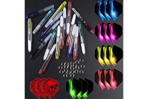 ToBeIT 18 ailettes de fléchettes Noires + 18 tiges en Aluminium Noir + 20 Anneaux en Caoutchouc