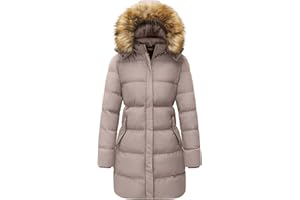 WenVen Abrigo Largo de Invierno para Mujer Chaqueta Acolchada A Prueba de Viento Chaqueta Acolchada Gruesa Abrigo Acolchado Cálido Parka de Invierno con Capucha de Piel Sintética
