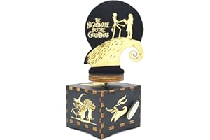 Micteney Caja de música de Pesadilla antes de Navidad, caja de música de madera para regalo para niños en Halloween, Navidad, regalos de Pesadilla antes de Navidad, reproduce melodía This is Halloween