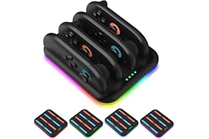 AriKroii Charging Dock for 2025 Nintendo Joy-Con 2, Magnetic Charging Dock for Nintendo Switch 2 with 5 Light Modes,Controller Charger Dock for Switch 2 Joy-con Accessories(Black)