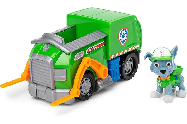 LA PAT' PATROUILLE - VÉHICULE + FIGURINE ROCKY - Véhicule de 15 cm Avec 1 Figurine À Collectionner Pat' Patrouille - Paw Patrol - 6061804 - Jouet Enfant 3 Ans et +