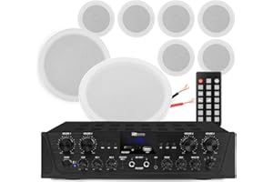 Power Dynamics PD 6.5-Inch Marine Ceiling Speakers System with PV240BT Amp, Bluetooth, USB, IPX5 Rated Weatherproof Outdoor Speaker Set for Marine, Patio and Boat Use