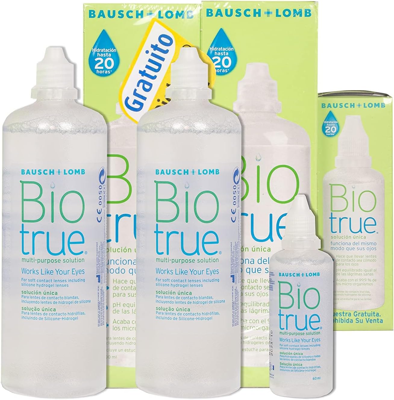 Biotrue Bausch + Lomb Solución Única 2 x 300ml + 60ml gratis para lentes de contacto blandas