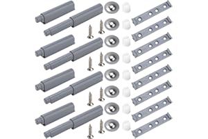 VODUNS Aimant Porte Placard Loquet 8 Pièces Push to Open Amortisseur Porte Placards Quincaillerie Sans Poignée Poussoir pour Armoire Tiroir Meuble Appuyez Ouvrir et Fermetures Magnétique Métal Loquets