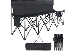 Ryuhic 4-Sitzer Klappbank Faltbar - Ersatzbank Fussball Faltbar - Campingbank mit Tragetasche - Robuste Sitzgelegenheit für Sportevents & Outdoor