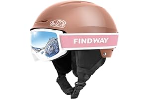 Findway Ski Helmet with Goggles Set, Adjustable Winter Sport Helmet with Protective Glasses for Adults Windproof Snow Gear for Men Women Youth