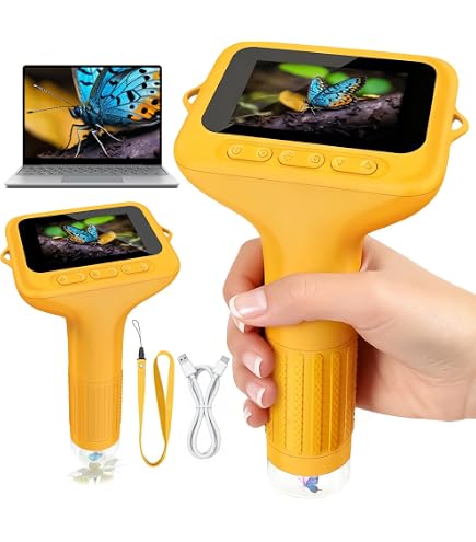 Microscopio Digitale Portatile D-KS2 con Schermo IPS da 2, per Scattare Foto e Video, Scaricare su PC e Mac, Microscopio tascabile 1000X per Bambini /Adulti con Supporto Scheda SD da 32 G