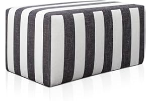 Deshome Pouf hocker Fußstütze 83x43x44 cm Wasserabweisender Stoff: Modernes Design Pouf für Sofa Wohnzimmer Schlafzimmer, Puff hocker, Pouffe Minerva Gestreift