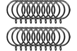 AHUNTTER 50 Pack 38mm Matte Black Metal Curtain Drapery Pole Rings with Curtain Hooks - Smooth Glider Curtain Rail Hanging Rings fit Rods up to 35mm Diameter