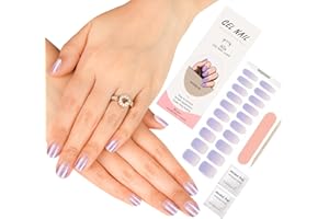 ZAHRVIA 20 Stickers Semi Cured Nail Wraps Soft Self-Adhesive Gel Nail Stickers, Clear Purple Colour Salon-Quality Gel Nail Polish Strips Manicure Stickers Set (Mermaid Girl Clear Purple)
