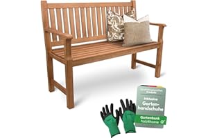 ‎HOLZ4HOME holz4home® Gartenbank Holz für 2-3 Personen I Holzbank 120 cm Parkbank inkl. Handschuhe I Massivholz Balkonbank Gartenmöbel Sitzbank Bank