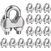Kit 10 Morsetti Per Cavo + 10 Ditali In Acciaio Inox M6 - Per Fune Da 6 Mm (1/4 Di Pollice), Bulloni A U - 5