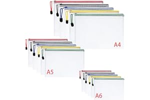 ‎VICLOON Vicloon Dokumententasche A4+A5+A6, 15pcs Mesh Plastic Zip Bag, Wasserdichte Document Case, Reißverschlusstasche Zip Beutel Tasche Wallet Taschen Kunststoff Mesh Dokumentenmappen