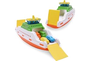 Toyland® 39 cm (15") Traghetto colorato con Rampe mobili e 4 Mini Auto - Giocattolo Acquatico Galleggiante per Bambini - Giocattoli per Piscina e Bagno - 3 Anni+