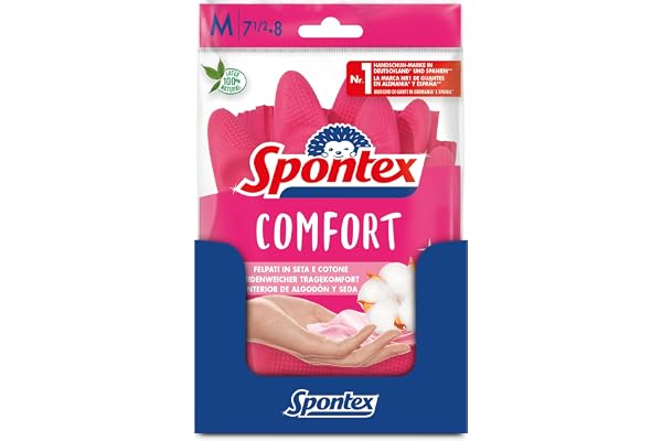 Spontex Comfort, hushållshandske för optimalt skydd och komfort, storlek M, 12 par