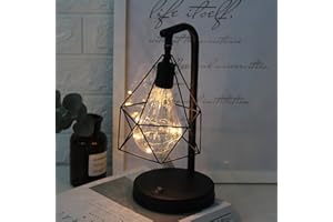 Dekoracyjna lampa nocna, SUAVER w stylu retro atmosfera lekka metalowa lampa stołowa w kształcie diamentu żarówka lampa stołowa lampka nocna lampa dekoracyjna prezent zabawka, zasilanie bateryjne (ciepła biel)