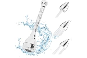Kaket 360°Swivel Kitchen Tap Spray Head Attachment, Flexible Faucet Sprayer with 3 Modes, 360°Rotatable Tap Adapter for Kitchen Sink (Size 3, Long)