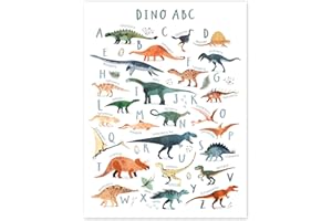 POSTERLOUNGE Alphabet des dinosaures Poster de Victoria Borges 50 x 70 cm Déco colorée Tableaux Décoration murale