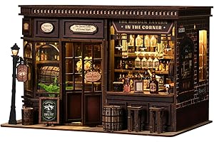 BATTREVO DIY Coin Bar, DIY-MINIHAUS, Kit Book Nook, Puzzle en Bois, Étagère DIY Cadeaux décoratifs, Kit de Construction DIY pour Une Micro-Maison, Cadeaux d'anniversaire et de Noël