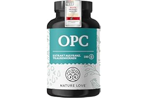 ‎NATURE LOVE NATURE LOVE® OPC Traubenkernextrakt - 180 Kapseln - hochdosiert mit 800mg Extrakt je Tagesdosis - aus französischen Trauben - mit natürlichem Vitamin C - laborgeprüft, vegan, in Deutschland produziert