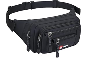 AirZyx Sac Banane Homme Femme, Ceinture de Voyage Sport Pochette Ville de Sécurité pour Cacher et Protéger Argent, Sacoche Banane 6 Poches et Sangle Réglable pour Randonnée Vacance