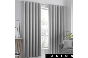 Fusion Strata Vorhänge mit Ösen, gefüttert, 100% Polyester, 229 x 229 cm, silberfarben, Silber