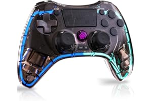 Gaaqii Manette sans Fil, Wireless Controller Compatible pour PS-4/Pro/Slim/PC with Touch Panel, Cool RGB Contrôleur avec Turbo/Boutons Programmables/6-Axis/Dual Vibration/Fonction Audio- Noir