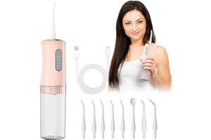 KIDSCOTER Hydropulseur sans fil pour nettoyage des dents – Irrigateur dentaire électrique avec 4 modes de nettoyage et 8 embouts de jet, étanche IPX7, design portable rechargeable pour une utilisation à la