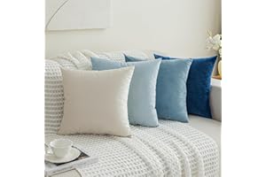 mosayt Funda Cojin 50x50 cm Azul de Terciopelo 4 Piezas Funda de Almohada Suave Decoración Hogar, para Sofá Silla Salon de Estar Cama Exterior Jardin Fundas de Cojines Moderna Colores Gradientes