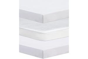 NAZNA LINEN Next To Me Compatible Crib 3 Pack (83-85 x 50-51 cm) - 2 x 100% Pure Cotton Crib Fitted Sheets & 1 Waterproof Mattress Protector with 150 GSM Terry Fabric (Silver)