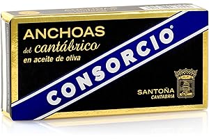 Consorcio - Filetes de Anchoa en Aceite de Oliva | 1 Lata de 40 gr | Anchoas de Santoña con Aceite de Oliva y Sal en Lata | 100% Natural