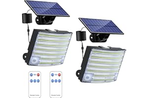 SHEDALED Solar Lights Outdoor 2 Pack, 288 LEDs Super Bright Solar Powered Lights, Dual Motion Sensor Lights with Remote, Led Security Wall Light with 16.4Ft Cable IP65 Waterproof for Outdoor, Garage