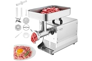 VEVOR Tritacarne Elettrico, Capacità 9,52 kg/min Tritacarne Industriale da Banco con Lama, Piastra di Macinazione, Macchina per Salsicce, Tritacarne Commerciale in Acciaio Inossidabile per Cucina