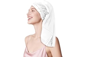 ‎TOWNSSILK townssilk Seidenhaube zum Schlafen, 100% 22 Momme Maulbeerseide, für Damen, luxuriös, atmungsaktiv, sitzt sicher über Nacht & druckfrei, ideal für lange & lockige Haare – White 58cm