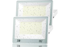 ANNIFUNLY Faretto LED da Esterno 200w 20000lm, 2 Pezzi Potenti Faretti LED per Esterni 6500k Bianco Freddo con Integrato Driver, IP67 Impermeabile Faro LED per Terrazza, Giardino, Patio, Garage