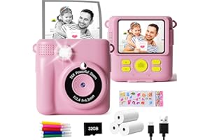 GKTZ Sofortbildkameras Kinder - 1080P HD Sofortdruck von Fotos - Geburtstag Geschenk für Mädchen im Alter von 5 6 7 8 9 10 Jahren (Pink)