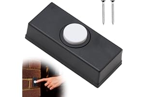 FUITKE Wired Door Bell Push Button 2 Wire 240V 0.5A Doorbell Switch Button Replacement, Wall Mounted Weatherproof Plastic Button Fits Most Doorbell Chimes for Home Garage Warehouse (Black)