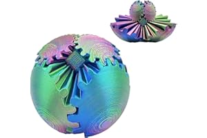 JIE XING CUN 3D Printed Gear Ball Rotating Ball, Steampunk Rotating Magic Keyboard Cube, Stress Reducing Ball, Children and Adults With Sensory Needs to Telieve Stress and Anxiety Fidget Toys (Random color A)