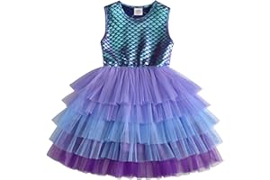 VIKITA Vestito Ragazze Principessa Sirena Colorata Costume Abiti