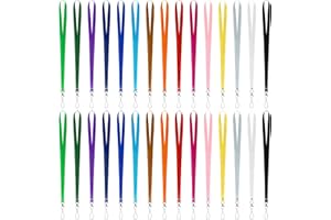 Fumanduo 30 PCS Nylon Lanyards, Colourful Badge Holder Neck Strap Bulk Badge Lanyards with Swivel Hooks Clips for Name Tag ID Card Badge Holder, 15 Colors